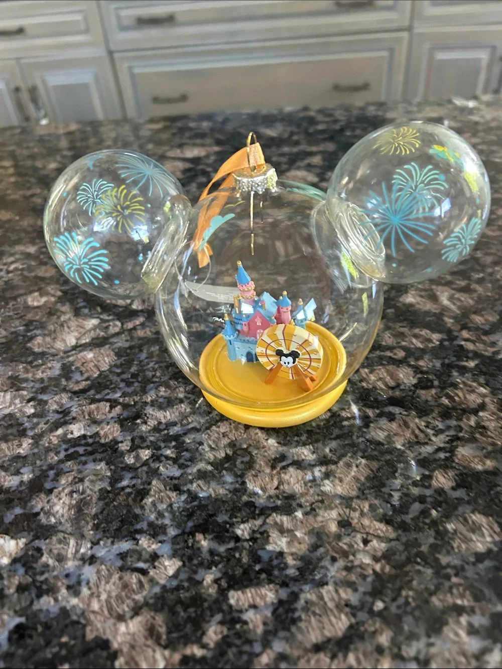 DISNEY DISNEYLAND MICKY ICON GLASS BALL ORNAMENT CASTLE MICKEY FUN WHEEL NWT